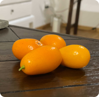 4 kumquats on a table