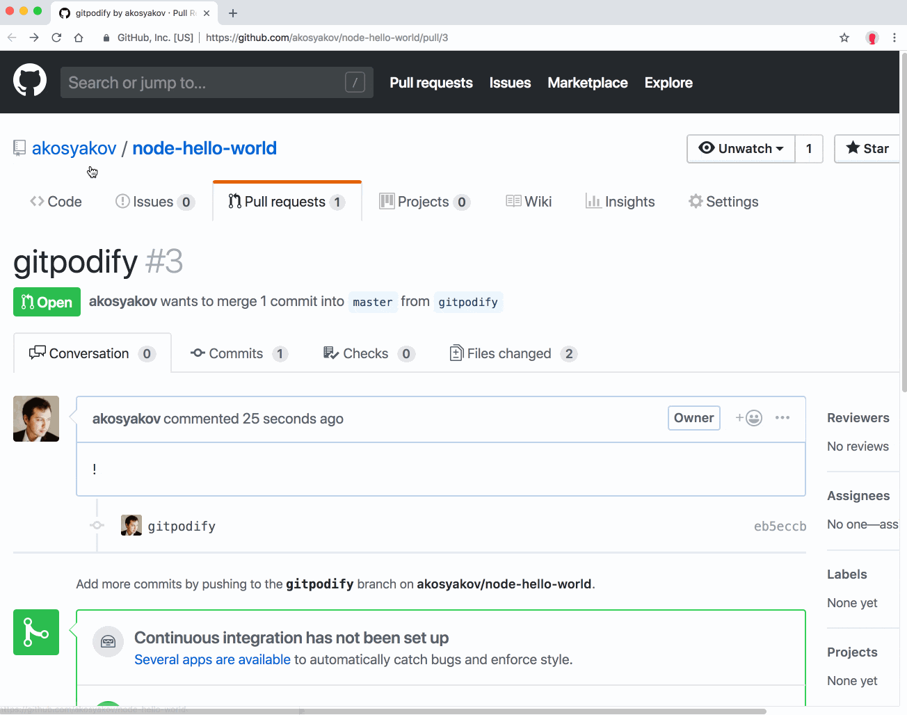 How to open a Gitpod workspace from a PR page on GitHub