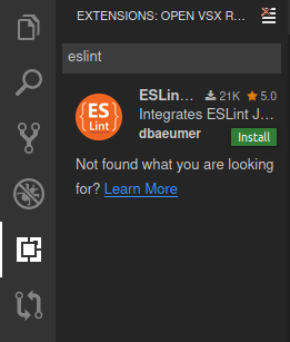 Install Eslint in Gitpod